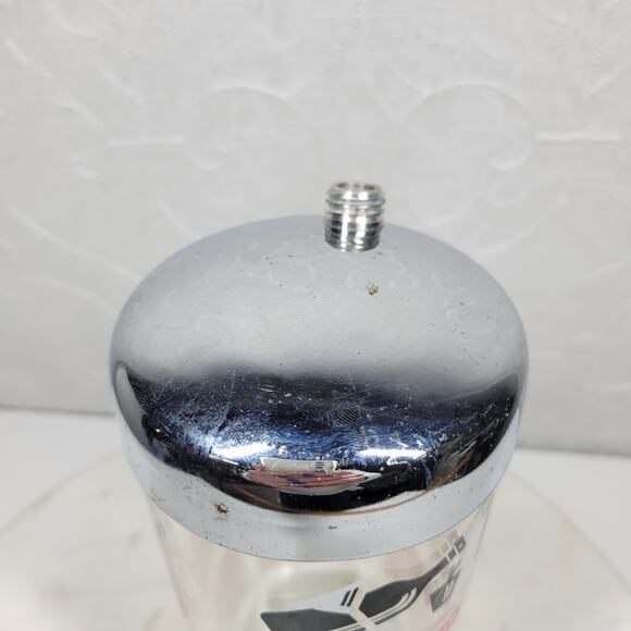 Vintage MCM Glass Cocktail Recipe Shaker 9" Silver Clear Liquor Drink Mixer - Picture 5 of 14